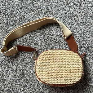 Summer bag leather straw small